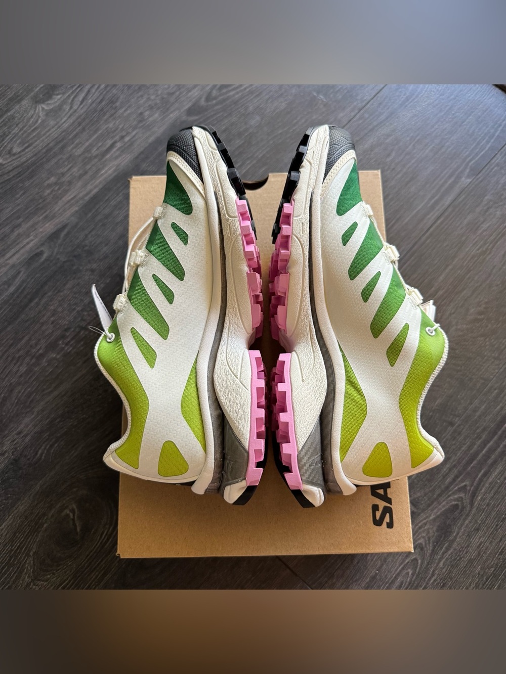 Salomon XT-4 OG Sneakers, Vanilla Ice / Acid Lime / Pink Frosting, 7M/8W - Picture 2 of 12